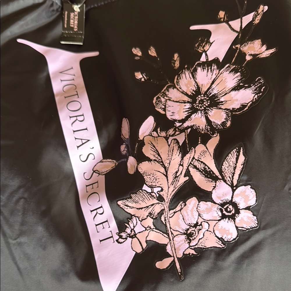 Victoria's Secret Black TOTE with Pink Floral Design